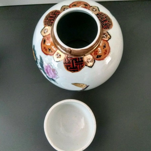 Satsuma porcelain vase set used, height 31 and 17 cm, 2 pieces