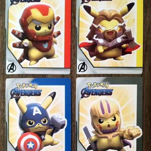 Avengers Pokemon cards used, set of 4