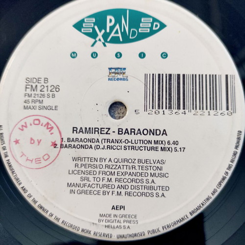 Ramirez Baraonda 12" Vinyl Single 1995 used, electronic