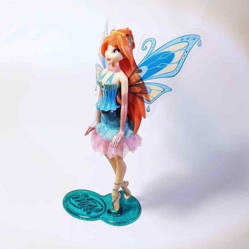 Winx Club Bloom Enchantix plastic figure used, Kinder Maxi base