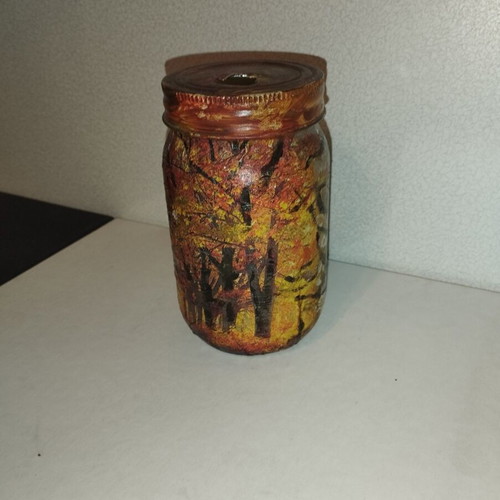 Hand-painted decorative candle holder like new, summer theme