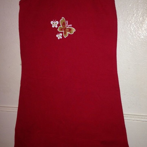 Red dress with butterflies size 6 new, 100% cotton