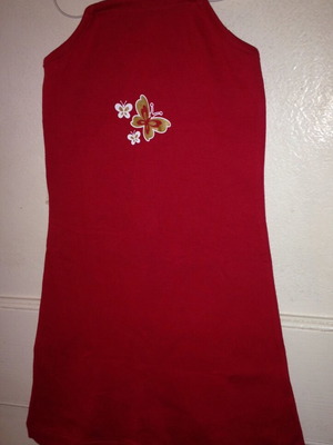 Red dress with butterflies size 6 new, 100% cotton