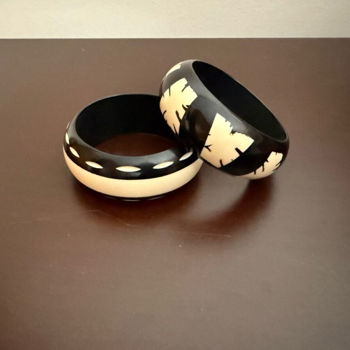 Summer bracelets used, brown wood imitation
