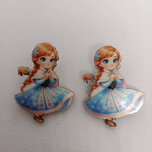 Anna Frozen earrings new, wooden with stainless steel clasp