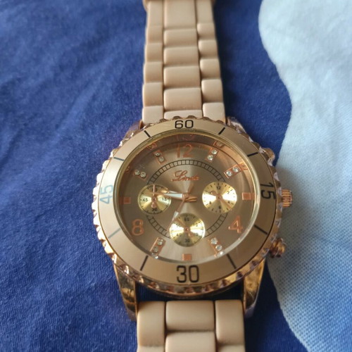 Linda women's wristwatch like new, beige and gold