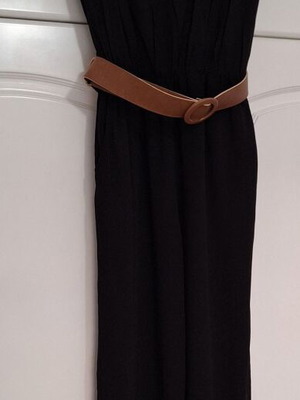 Matis black jumpsuit with tan belt, size S