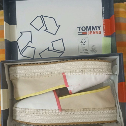 Tommy Jeans Platform Espadrille Shoes Size 41 New White Beige