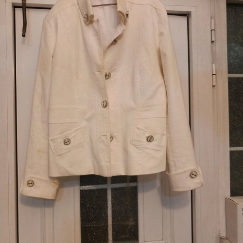 Women's jacket used white cotton with silver buttons