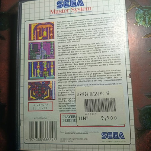 Sonic Spinball Sega Master System game like new