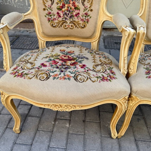 Saridis armchairs like new, set of two, patina