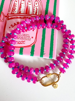 Amara Coast necklace Pink Lagoon, pink clacedony and glass beads