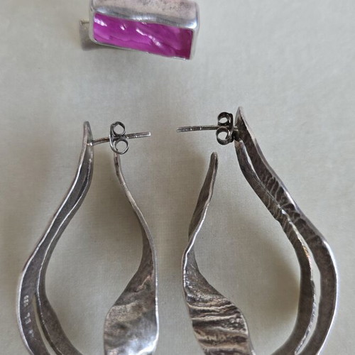 Silver 925 ring and earrings set, handmade by Greek designer
