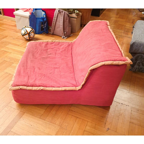 Maison Colonial lounge floor pouf chair used, coral color
