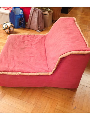 Maison Colonial lounge floor pouf chair used, coral color