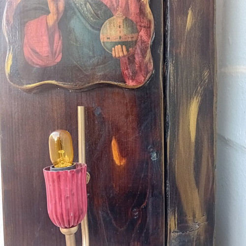 Christ Icon with Electric Lamp Like New
