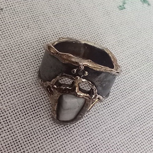 925 Silver Handmade Ring with Aquamarine and Spinel Stones