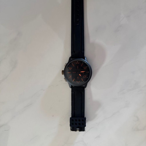 Oozoo men's sports wristwatch used, black and orange