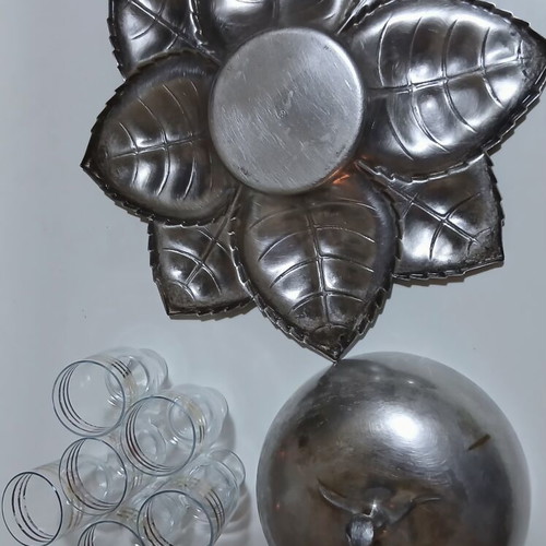 Vintage Szandrik Apple-Shaped Mini Bar Liqueur Set silver-plated alpaca like new