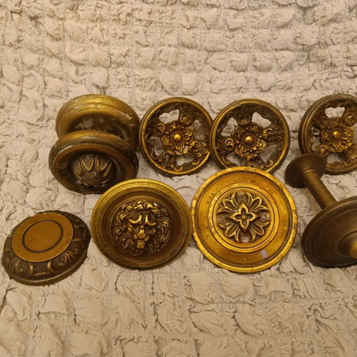 Vintage metal knobs set used with antique designs