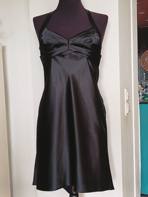 Urban Girl Y2K satin halter mini dress size S new black
