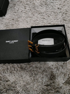 Ζώνη YSL γυναικεία καινούργια μαύρη και χρυσαφί 115cm