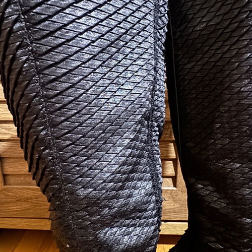 Satin boots with snake texture and appearance, used, size 38