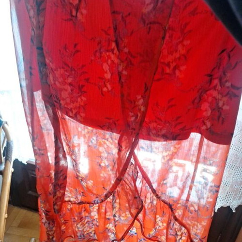 Semi-transparent wrap skirt like new, red orange, size S