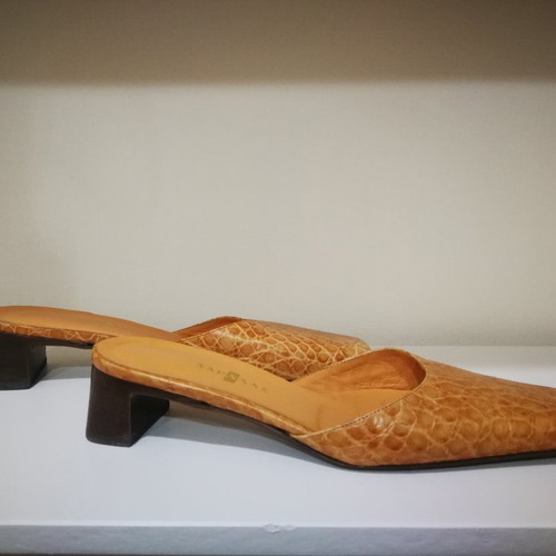 Charalas leather mules used, croc effect, size 36
