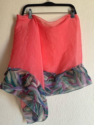 Coral scarf pareo with multicolor detail, new
