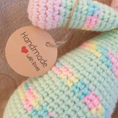 Handmade sleeping baby doll, new, colorful knit, 22cm×12cm