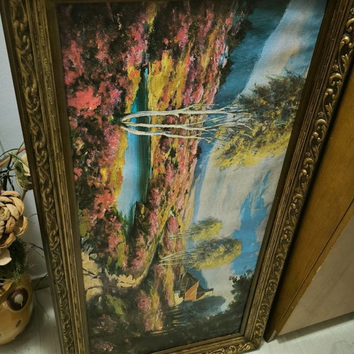 Oil painting 120x60 with wooden frame and frame damages