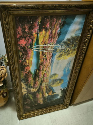 Oil painting 120x60 with wooden frame and frame damages