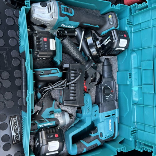 Makita brushless tool set with 4 tools and 3 batteries