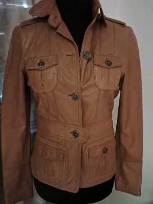 Zara leather jacket real leather like new, brown