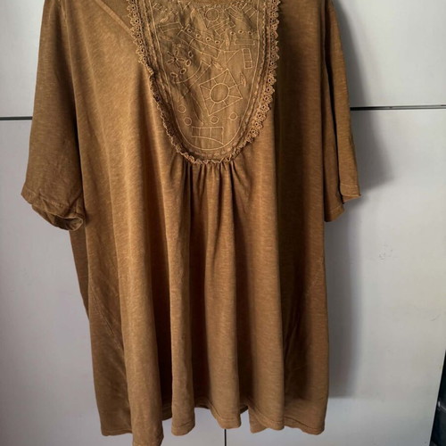 Ulla Popken cotton women t-shirt 4XL - 5XL like new, brown