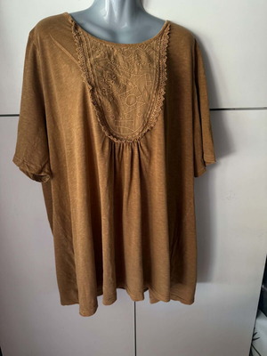 Ulla Popken cotton women t-shirt 4XL - 5XL like new, brown