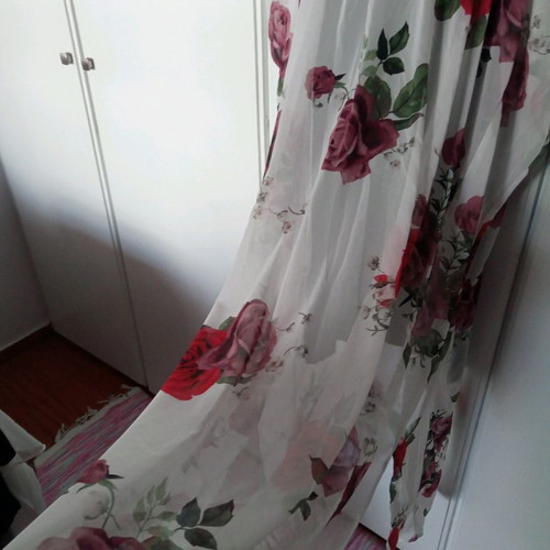 Yellow+ floral caftan dress airy long used with black inner slip dress