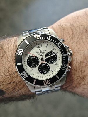 Thorton Loki Panda chronograph watch, stainless steel, 44mm