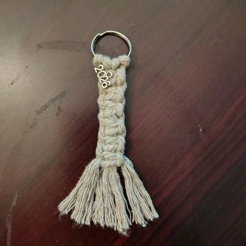 Macrame handmade keychain beige new with gold detail 2026