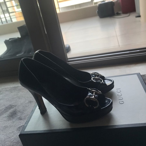 Gucci shoes pumps used leather patent size 36 black
