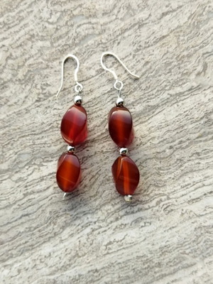 925 Agate Earrings new, red and silver