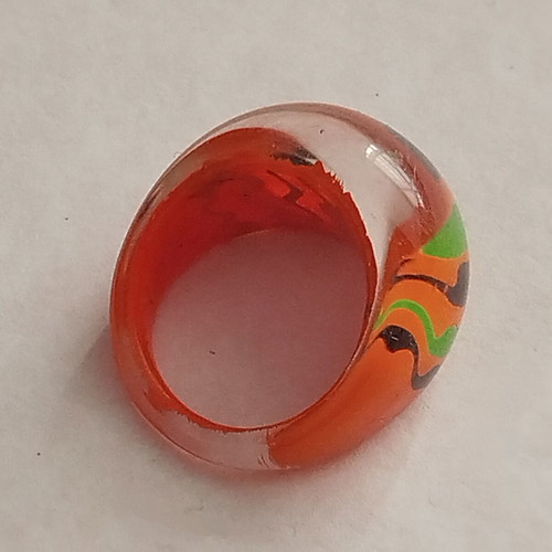 Ring made of liquid glass new, size 17, orange