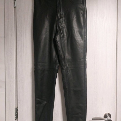 Zara leather leggings pants used, black, XS