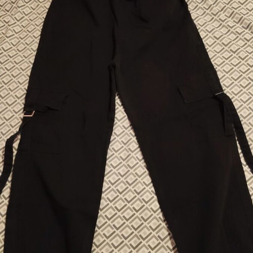 Cargo pants for girls, black, age 14