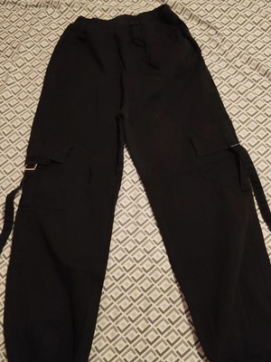 Cargo pants for girls, black, age 14