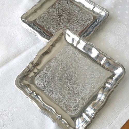 Set of 6 Square Rostfrei 18/C Serving Plates like new