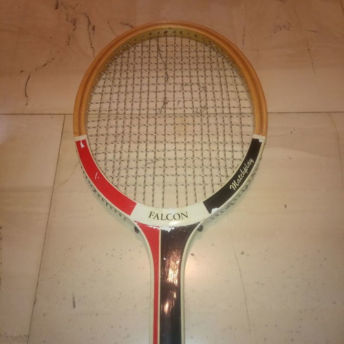Pair of wooden Falcon vintage tennis rackets used