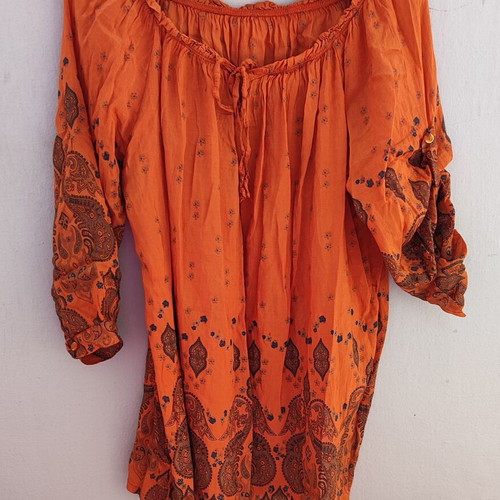 Aerin Tunic Made in Italy like new, orange with green pattern
