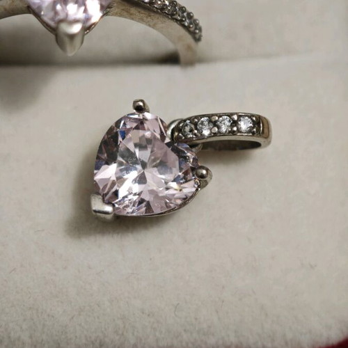 925 Silver Jewelry Set with Pink Stone and Zirconia new